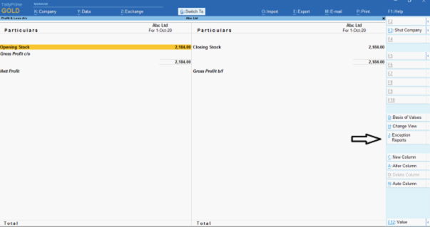 Exception Reports 2 Tally